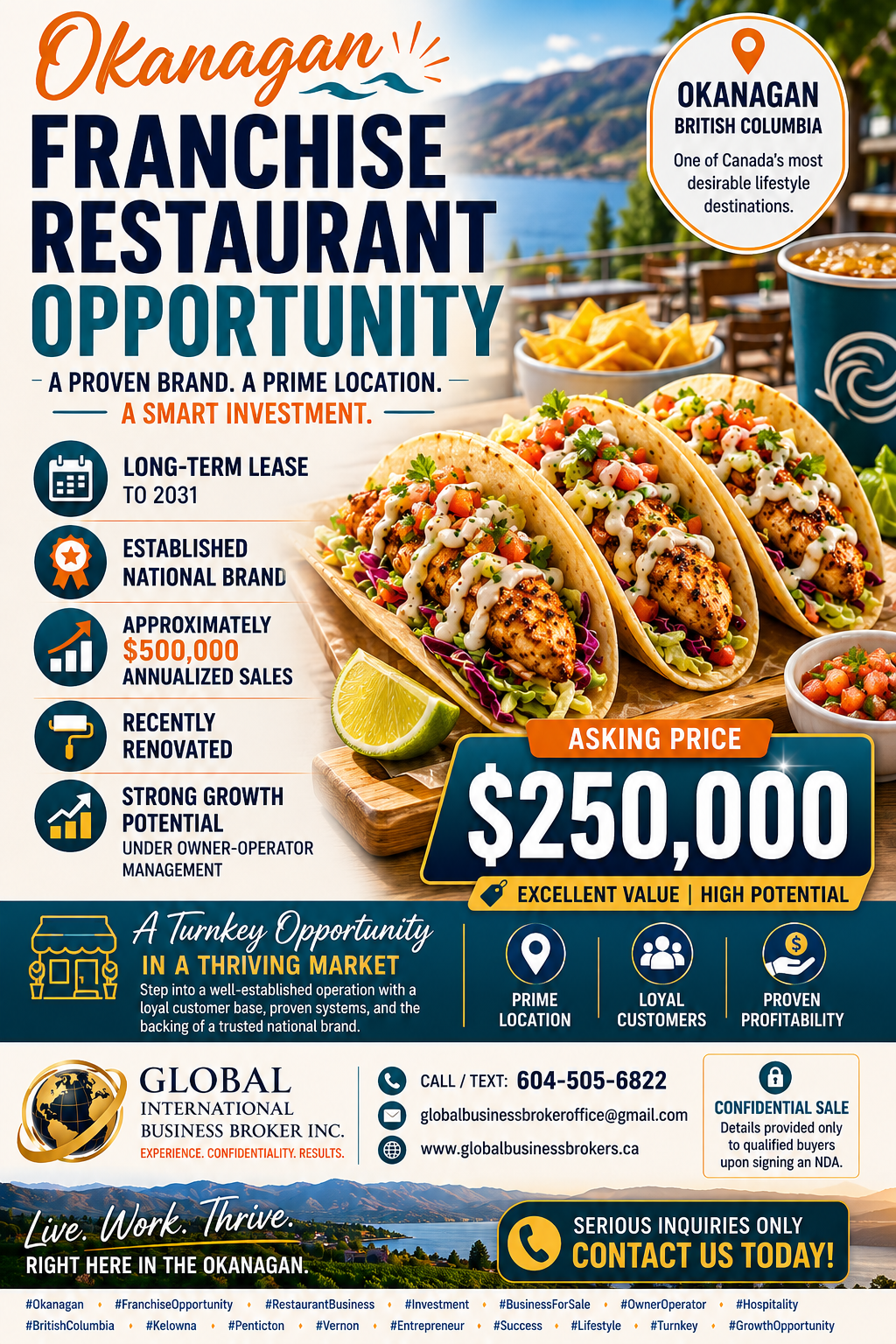 Okanagan Franchise Restaurant Opportunity